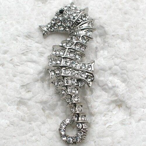 12pcs/lot Wholesale Seahorse Brooch Rhinestone Fashion Pin brooches Jewelry gift C101702