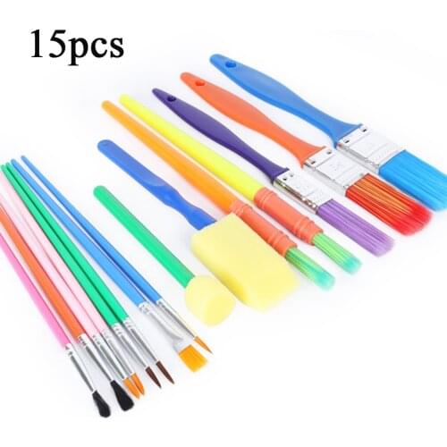 15pcs Kids Art And Craft Painting Drawing Tools Mini Sponge Brush Set Painting Brush Set Fun Kits Early DIY Learning For Artists
