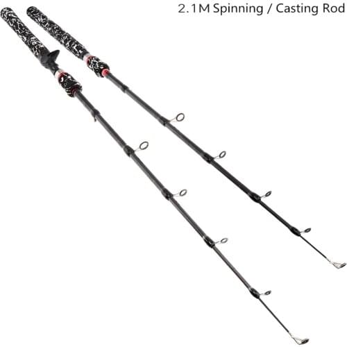 2.1m Camouflage 6 Section Carbon Fiber Lure Fishing Rod Ultra Light Spinning / Casting Fishing Pole strong and durable