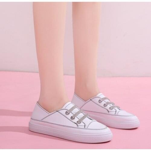 2020 Spring And Autumn Zapatillas Mujer Fashion Casual Comfortable Solid Color Simple Low-top Lace-Up Womens Flat Shoes W33-10