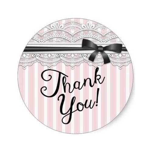 3.8cm Chic Bridal Shower Lovely Lace Thank You Sticker