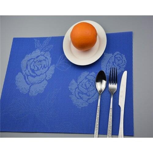 4pcs/Lot 4 Colors Lover PVC Dining Table Placemat Kitchen Tools Tableware Pad Coaster Coffee Tea Drinks Place Mat JI 0815