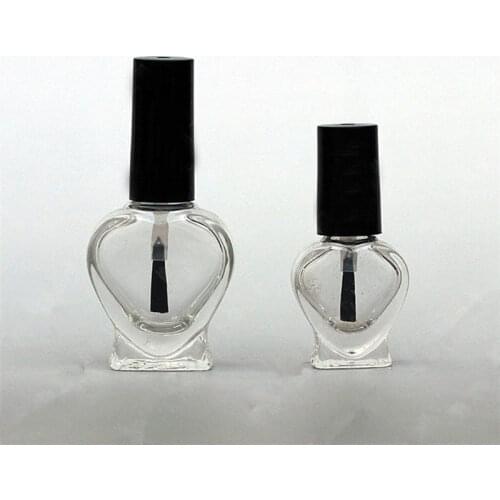 5ml 10ml Empty Polish Heart Shape Bottle &Small Brush Nail Art Container Glass Nail Oil Bottles F20172094