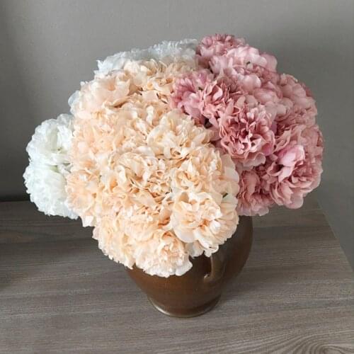 5pcs/bundle 25cm Rose Pink Silk Peony Artificial Flowers Bouquet Hydrangea For Wedding Party Room Decoration Indoor Home Decor