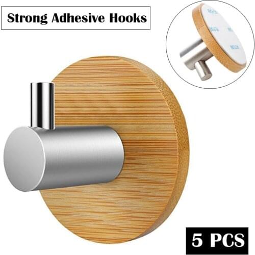 5 PCS Waterproof Strong Adhesive Bathroom Shower Hooks Stainless Steel Wall Sticker Clothes Coat Hat Towel Hanger For Kitchen