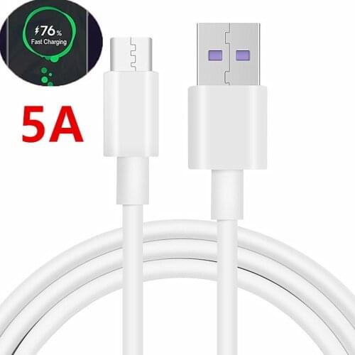 5A USB Type C Cable 0.25m 1m 2m Fast Charging Type-C Kable for Huawei P30 Pro P20 Mate 40 Pro Phone SuperCharge QC3.0 USBC Cabo