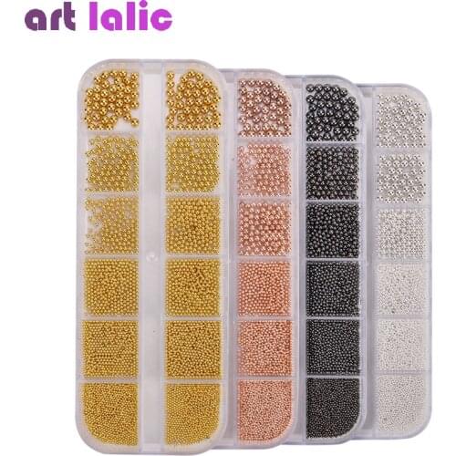 6 Sizes Caviar Bead Stainless Steel Beads Nail Art Decorations Rose Gold Silver Black DIY Tool Nail Studs UV Gel Polish