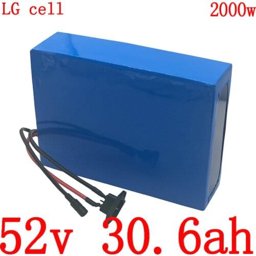 1000W 1500W 2000W 52V Li-ion battery pack 52V 30AH electric scooter battery 52V electric bicycle battery use LG cell free duty