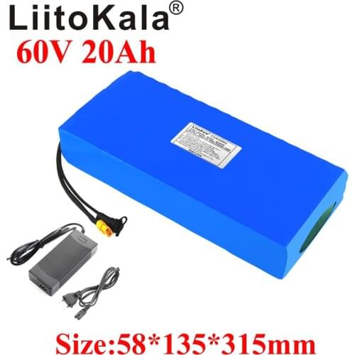 LiitoKala 60V ebike battery 60V 20Ah lithium ion battery electric bicycle battery 60V 1500W electric scooter battery