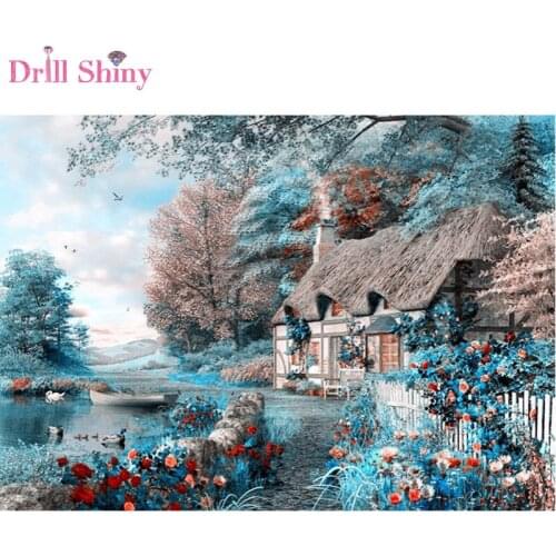 European House Landscape DIY Diamond Painting Full Mosaic Embroidery Square Rhinestone Cross Stitch Kits Home Decor Needlework