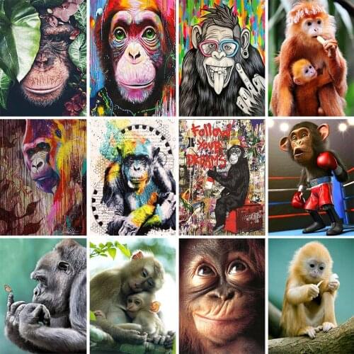 5D DIY Diamond Painting Animal Monkey Art Cross Stitch Kit Full Diamond Embroidery Rhinestone Picture Mosaic Home Decoration