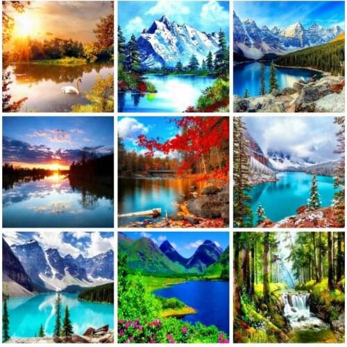 AZQSD Full Kits Diamond Mosaic Scenic Cross Stitch Needlework 5D DIY Diamond Painting Embroidery Landscape Handmade Home Decor