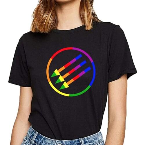 Tops T Shirt Women lgbtq rainbow colors antifa Kawaii Inscriptions Short Female Tshirt