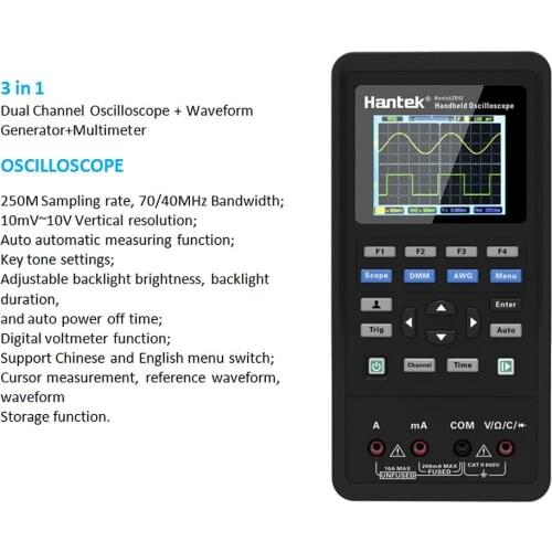 Hantek 2D42/2D72 3 in 1 Digital Oscilloscope+ Waveform Generator+ Multimeter Dual-channel 2 Channels USB Scopemeter Scope Meter