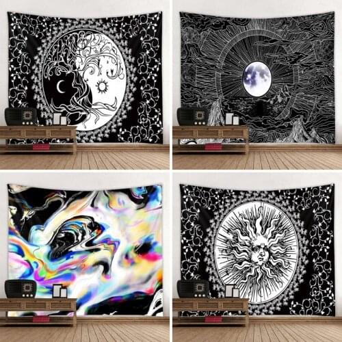 Indien Mandala Wandteppich Hängen Sonne Mond Tarot Wand Wandteppich Teppich Psychedelic Tapiz Hexerei Wand Tuch Wandteppiche