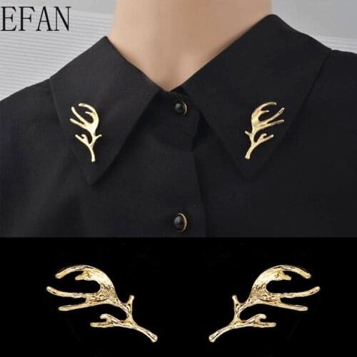 Cute Deer Antlers Vintage Brooches Pins Animal Alloy Metal Chain Brooch Man Suit Shirt Collar Lapel Pin Women Jewelry Gift