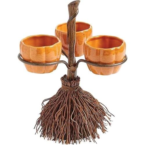 Halloween Snack Serving Bowl Pumpkin Rack Fruit Plate With Holder Candy Serving Plate Bowl Kitchen Party Food Serving Display