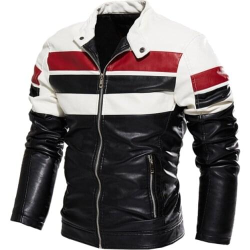 KIMSERE Mens Racer Biker Jackets And Coats Fleece Lined Motorcycle Outerwear For Man Vogue Moto Tops Clothing Patchwork