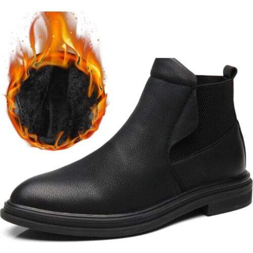 Men Boots Ankle Boots Plus velvet Men Leather Boots Shoes Outdoor Casual Men Winter Warm Shoes