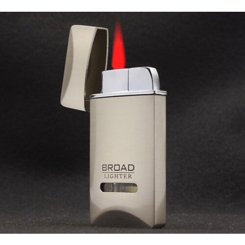 Metal High Pressure Direct Injection Windproof Flame Visible Gas Window Turbo Butane Gas Lighter Cigar Accessories Mens Gifts