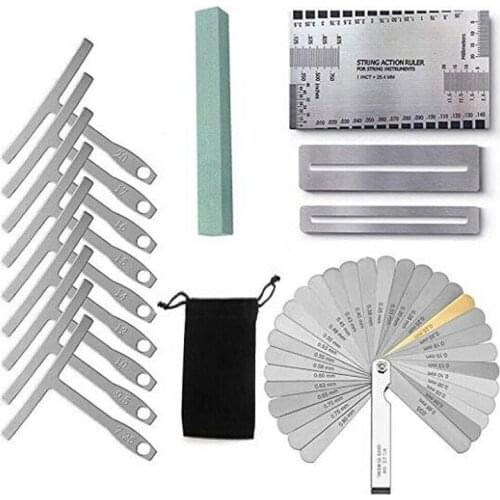 Guitar Repairing Tool Set 9Pcs Understring Radius Gauge Grinding Stone Fret Protector Shims Guitar Luthier Bass Strings Repaired