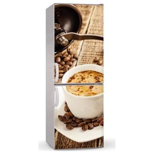 3D Custom Refrigerator Contact Paper Cup Of Coffee Freezer Decal Panel Cover Wall Sticker Home Decor Gift Self Adhesive