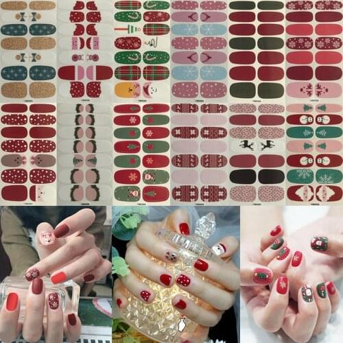 12Sheets Nail Stickers Set Colorful Snowflake Elk Nail Art Adhesive Decals Full Cover Wraps Christmas for Manicures Decoration