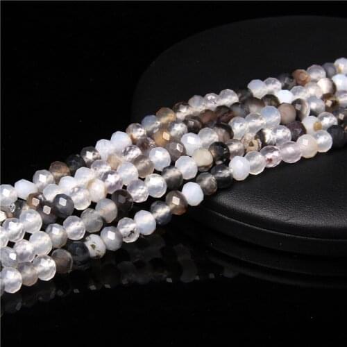 New Arrival Faceted Gray Agates Rondelle Shape Quartz Stone Bead For Jewelry Making DIY Bracelet Necklace Strand 15" 4*6MM