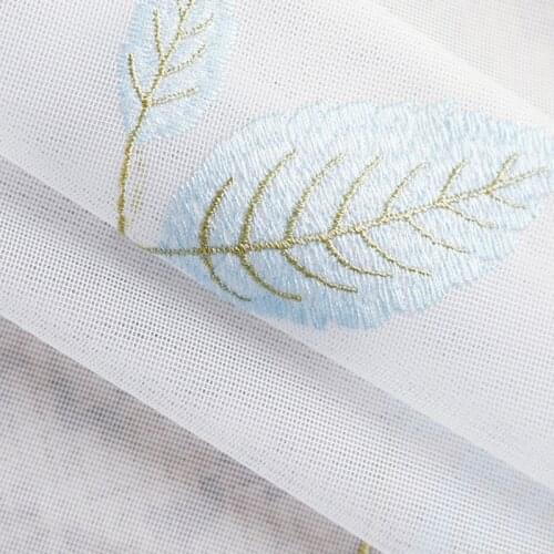 New Europe Leaf Embroidered Gauze Sheer Curtains for The Bedroom Tulle in Living Room Pastoral Window Screens Decoration