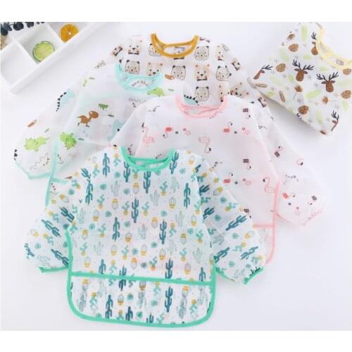 New Cute Children Baby Kids Toddler Waterproof Long Sleeve Art Smock Feeding Bib Apron Fit 1-4 Years