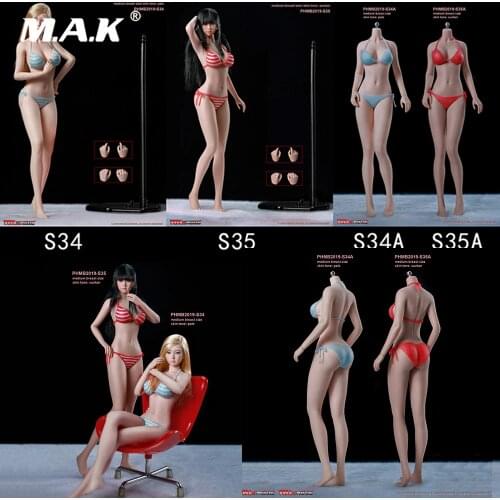 PaIe/Suntan Skin In Stock PHMB2019-S34/S35 1/6 Scale FIGURE Female Body with head Stand Model for Fans GIfts In Stock