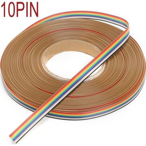 10P 1.17mm PITCH Color Flat Ribbon Cable Rainbow DuPont Wire 1M 5M 10M for FC Dupont Connector Line Pitch Connect Wires