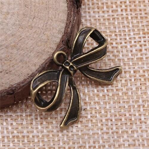 Free shipping 38pcs 17x28mm antique bronze Bow charms diy retro jewelry fit Earring keychain hair card pendant accessories