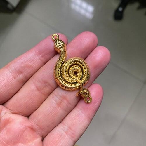 6Pcs 50x23mm Snake Charms Pendants Antique Gold Tone Jewelry Making DIY Bracelet Necklace Handmade Craft