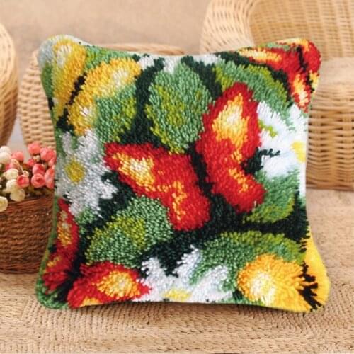 Pulaqi Butterfly Cartoon Foamiran for Needlework Pillow Sets Latch Hook Rug Kits Latch Hook Pillow Embroidery Handiwork Crafts F