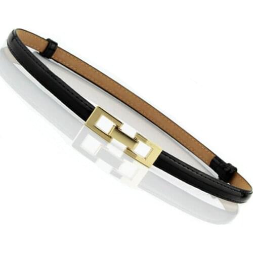 Fashion Adjustable Patent Leather Waistbands Girdle Dress Belts For Women Thin PU Waistband Straps Casual Square Golden Buckle