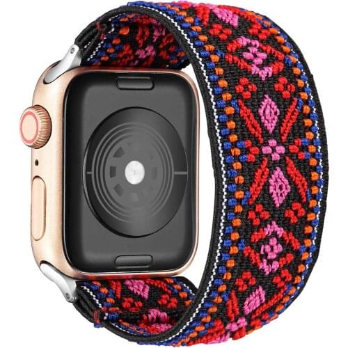 Scrunchie Strap for Apple watch band 40mm 38mm 44mm 42mm Bohemia Elastic belt solo loop bracelet iWatch series 3 4 5 se 6 strap