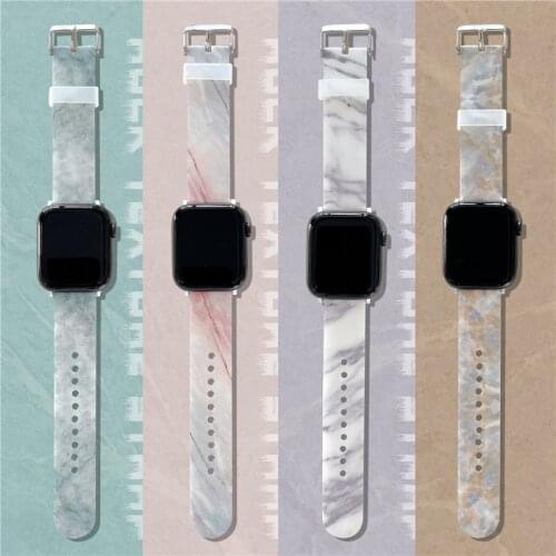 Luxury Glossy Marble Pattern Wrist Loop Band Smart Strap for Apple Watch Series 6 5 4 3 2 1 SE