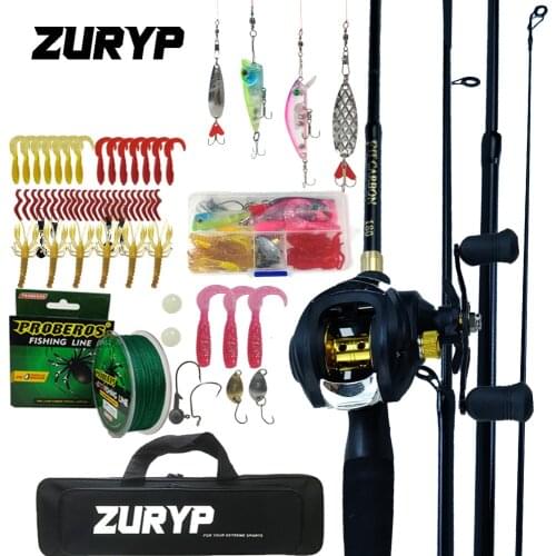 ZURPY 1.8-2.4m Fishing Casting Rod Spinning Rods and Spinning Fishing Reel Fishing Line Lure Bag Hooks Float Full Fishing SetA