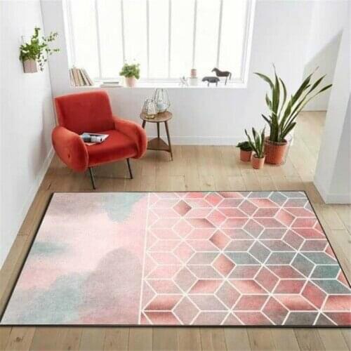 Nordic Gradient Printed Carpet Geometry Room Plaid Pattern Rug Mat Hallway Rug