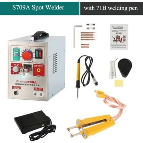 SUNKKO LED Pulse Battery Spot Welder 709A Soldering Iron Station with 71B Welding Pen for 18650 battery Li-Polyer pack
