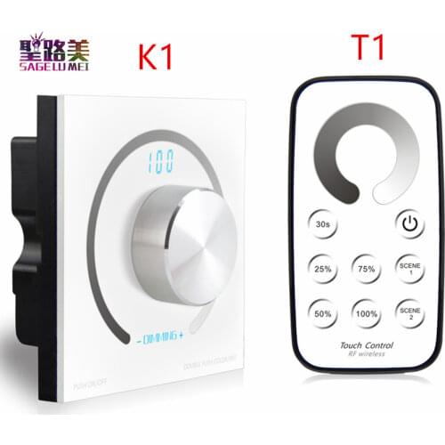 T1 RF Remote Wireless Switch knob K1 Brightness Rotary single color touch panel Dimmer LED controller for led stirp DC12V - 24V