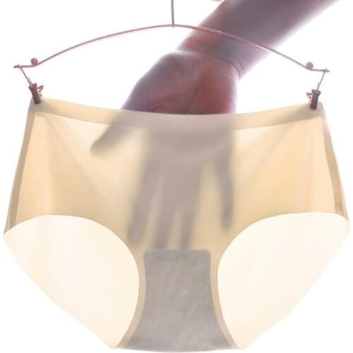 SexyIceSilkUnmarked Panties Lady Mid-waist One-sizeUnderwear Sweet Girl Candy-colored Triangle Pants Head Panties Panties Women