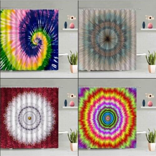 Geometry Stripe Shower Curtain Abstract Colorful Round Waterproof Bath Screen Bathroom Accessories Set With Hook Home Decor