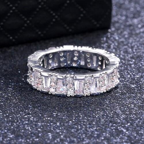 USTAR Square Cubic Zirconia Wedding rings for women shiny CZ Crystals finger engagement rings female fashion jewelry anel