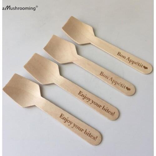 100pcs vintage food grade wooden mini spoons personalised home garden party event confection ice cream appetizer tasting spoons