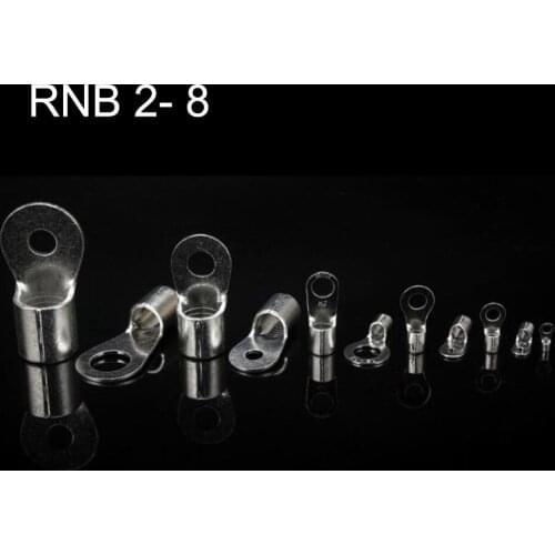 1000PCS insulated ring terminal RNB2-8/3/4/5/6/8/10 AWG16~14 Imax 27A 1.5-2.5mm2 O-shaped round cold-pressed terminal copper lug