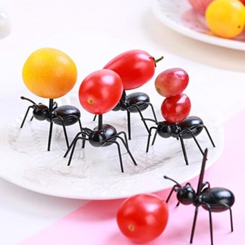 12pcs/set Fruit Fork Reusable Kawaii Ant Fruit Fork Tableware Multiple Use Snack Cake Dessert Fork for Party Kitchen Accessories