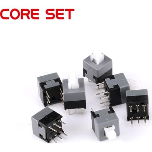 20pcs/lot 8.5*8.5MM 6 Pin DPDT Mini Push Button Self-locking Switch 8.5X8.5mm High Quality