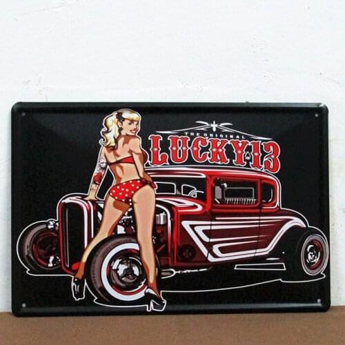 50pcs/lot Metal Sign shabby chic LUCKY 13 iron painting decorative Plaque Metal Sign gift G-33 20*30 CM